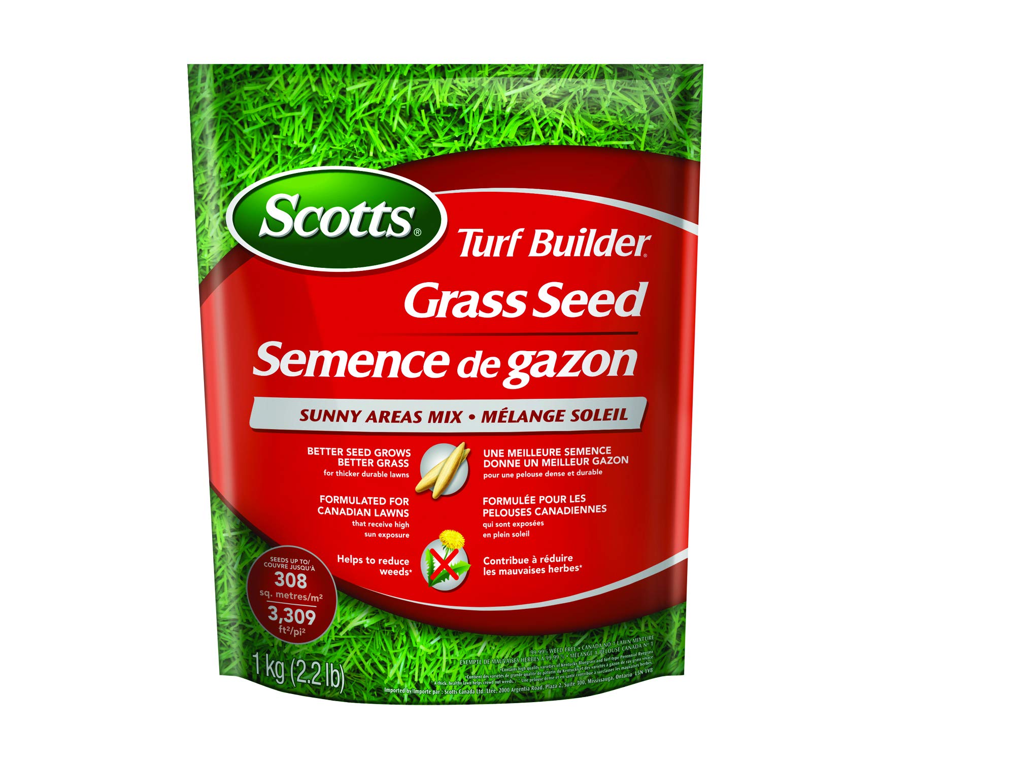 Scotts Turf Builder Grass Seed Sunny Areas Mix, 1kg (246 sq Meters / 2,648 sq fe