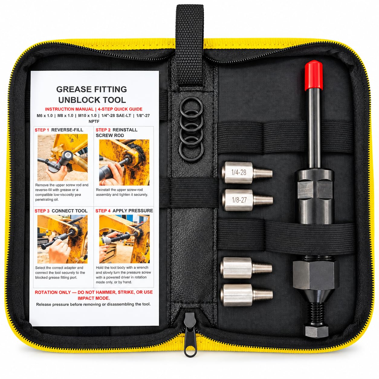 VUEMOVA Grease Fitting Cleaning Tool, Heavy Duty Industrial Grease Unclogger for