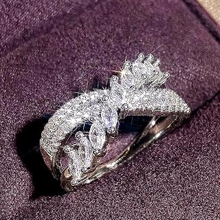 Stunning Fashion Cubic Zirconia Cross Ring Accessories for Women
