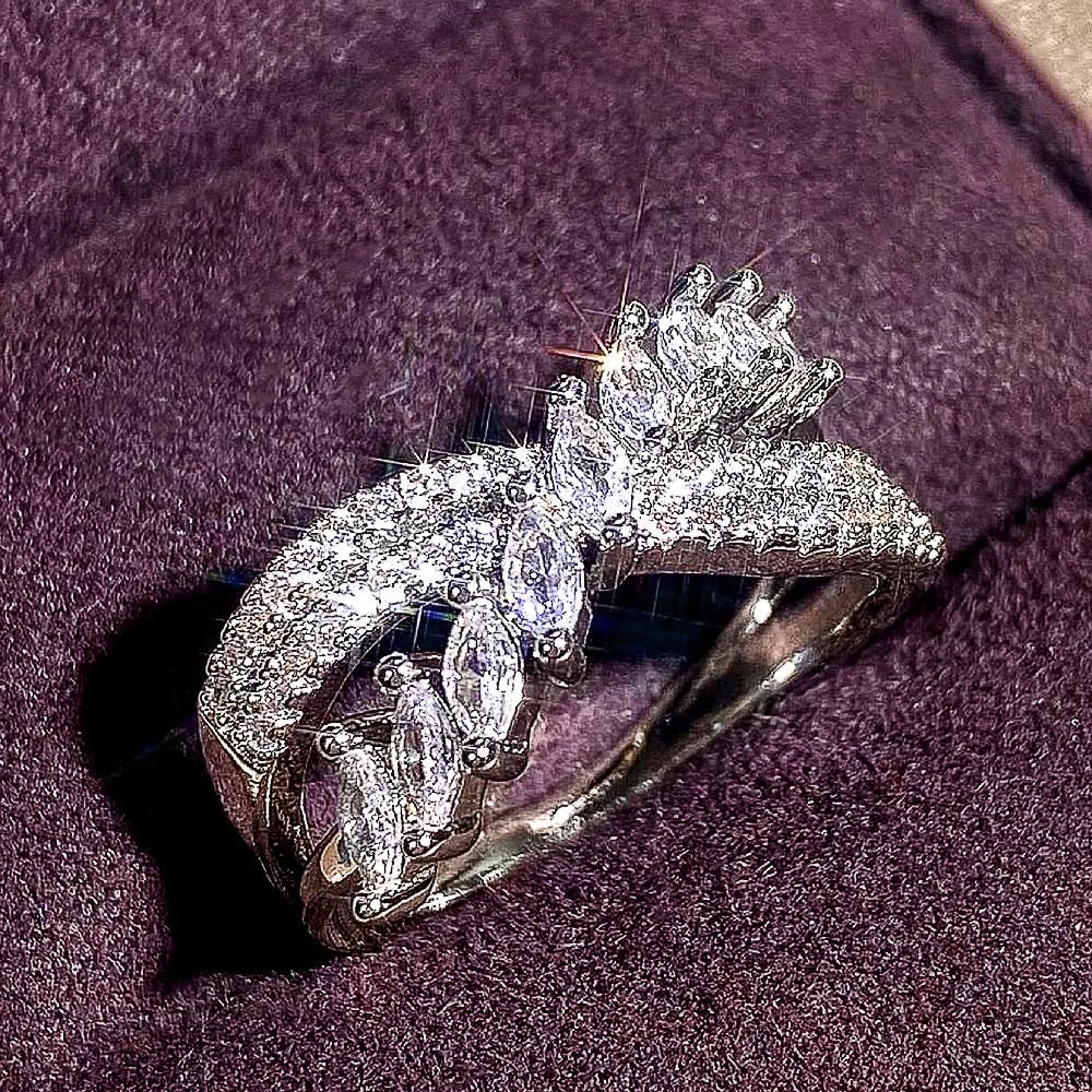 Stunning Fashion Cubic Zirconia Cross Ring Accessories for Women