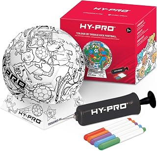 Hy-Pro Doodlekick Colour In Football with Pump Included | Size 2 Ball with Stand & Pens Set for Personalised Colouring, Scribble Ball For Kids, Great Gifts for Football Mad Boys