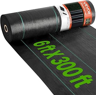 VEVOR 6FTx300FT Premium Weed Barrier Fabric Heavy Duty 2.4OZ, Woven Weed Control Fabric, High Permeability Good for Flower Bed, Geotextile Fabric for Underlayment, Polyethylene Ground Cover