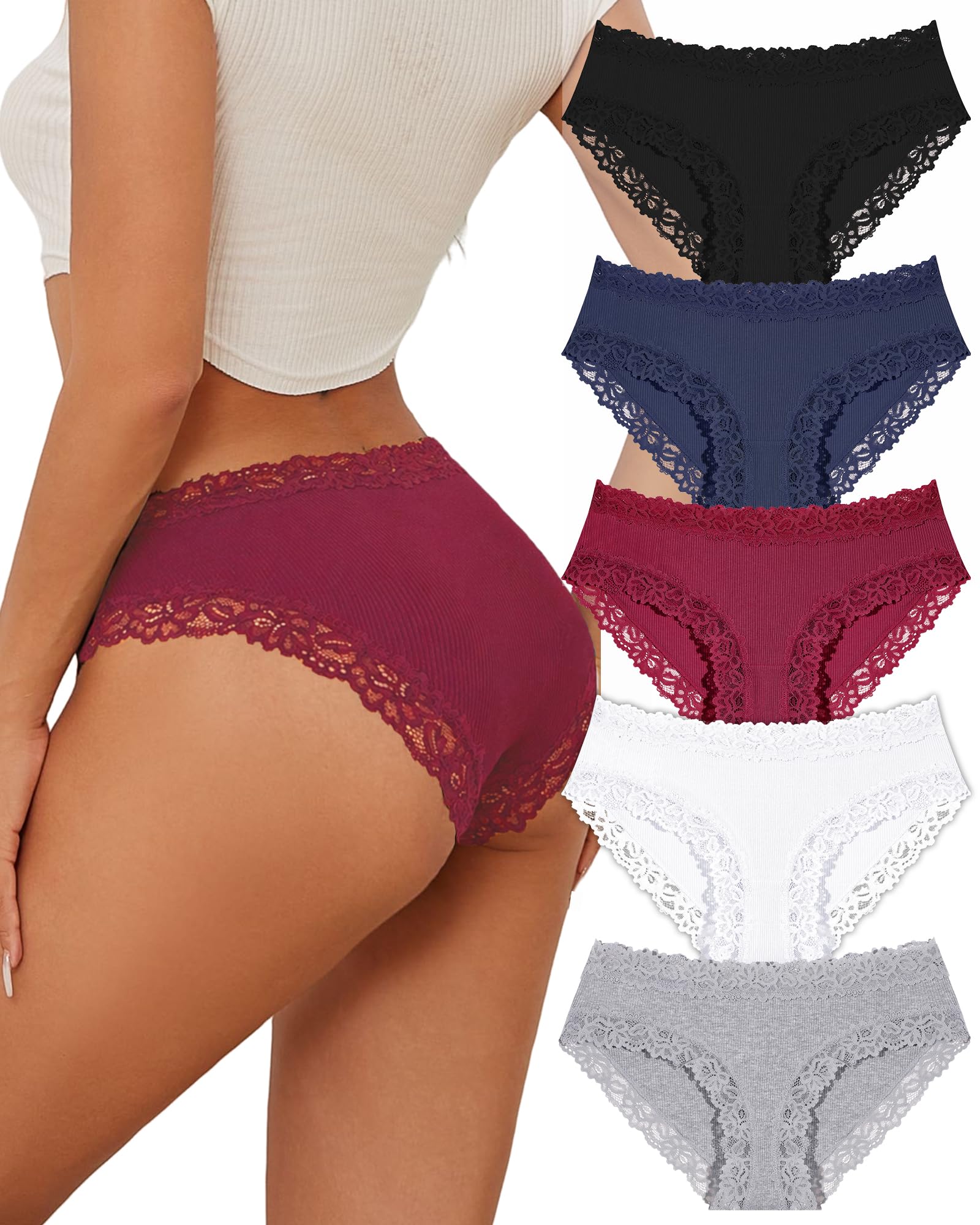 FINETOO 5er Pack Unterhosen Damen Baumwolle Unterwäsche Frauen Brazilian Slip Ba