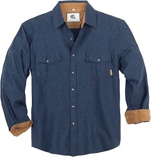 Coevals Club Mens Flannel Shirts Corduroy Lined Western Snap Button Up Cotton Regular Fit Long Sleeve Plaid Solid Shirts