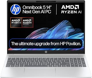 HP OmniBook 5 Next Gen AI Laptop | AMD Ryzen AI 5 | 16GB RAM | 512GB SSD | 16” 2K Anti-Glare Display | Up to 16.75hrs Battery | Fast Charge | Windows 11 | 16-ag0001sa | Silver | Charger Included