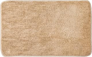 MIULEE 1 Piece Rectangular Bathroom Mat for Shower Non-Slip Soft Comfortable Tabis Absorbent Soft Microfibre Toilet Bath Mat 60 x 90 cm Beige
