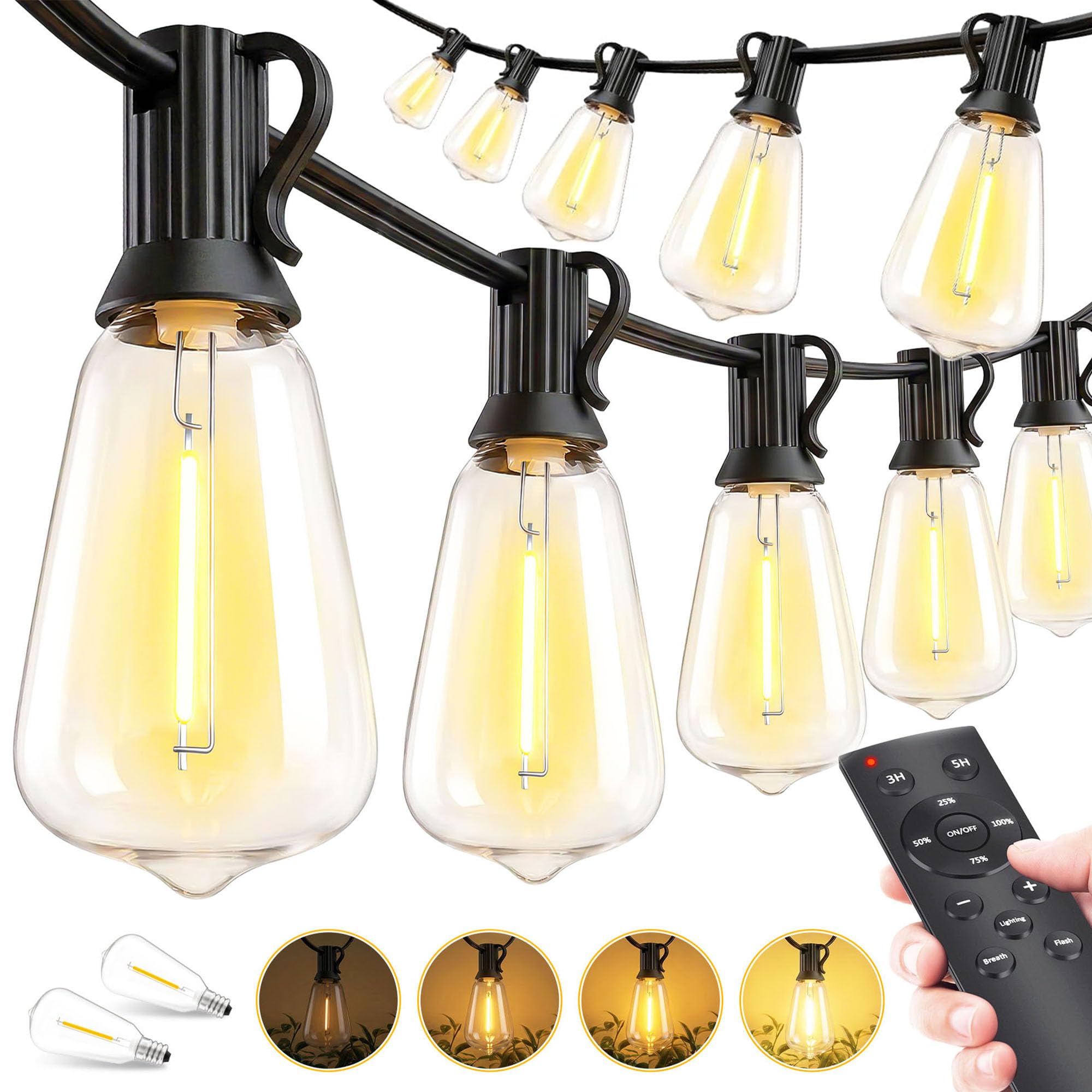 Outdoor Lights String Patio Outside - 100ft 30M LED Waterproof Light ST38 | Dimm