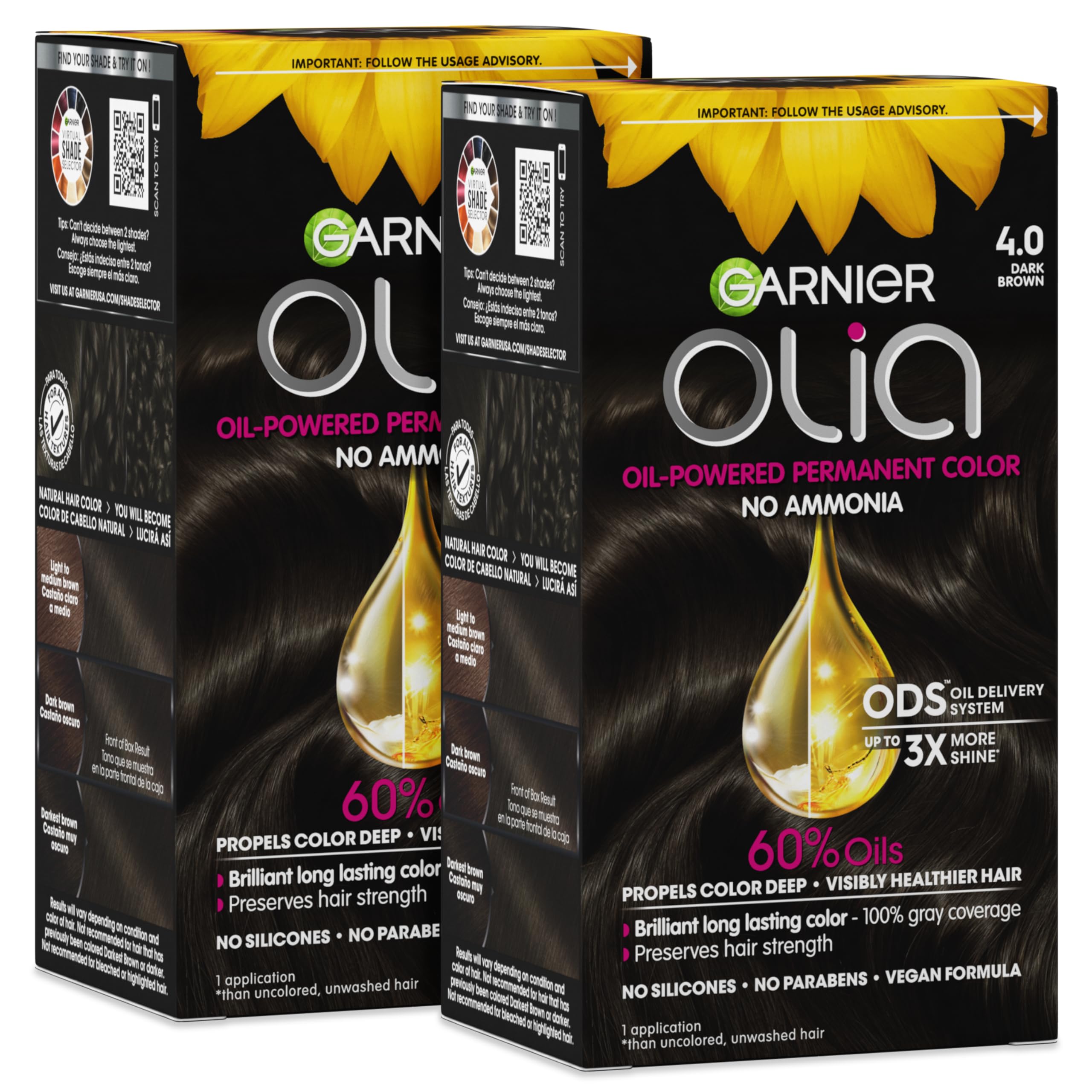Garnier Olia Hair Color, Ammonia-Free Permanent Hair Dye, Oil-Powered Formula fo