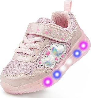 YESKIS Toddler Boys Girls Light Up Shoes LED Flashing Lightweight Mesh Breathable Adorable Running Sneakers for Toddler and Little Kid