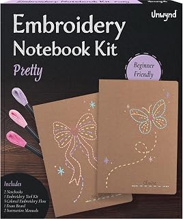 Unwynd embroidery beginner kit, cross stitch kits for adults, needlepoint | Pretty Notebook pre-printed arts & crafts kits for beginners, Learning kit with video, gifts for all ages, Jewelry Patterns