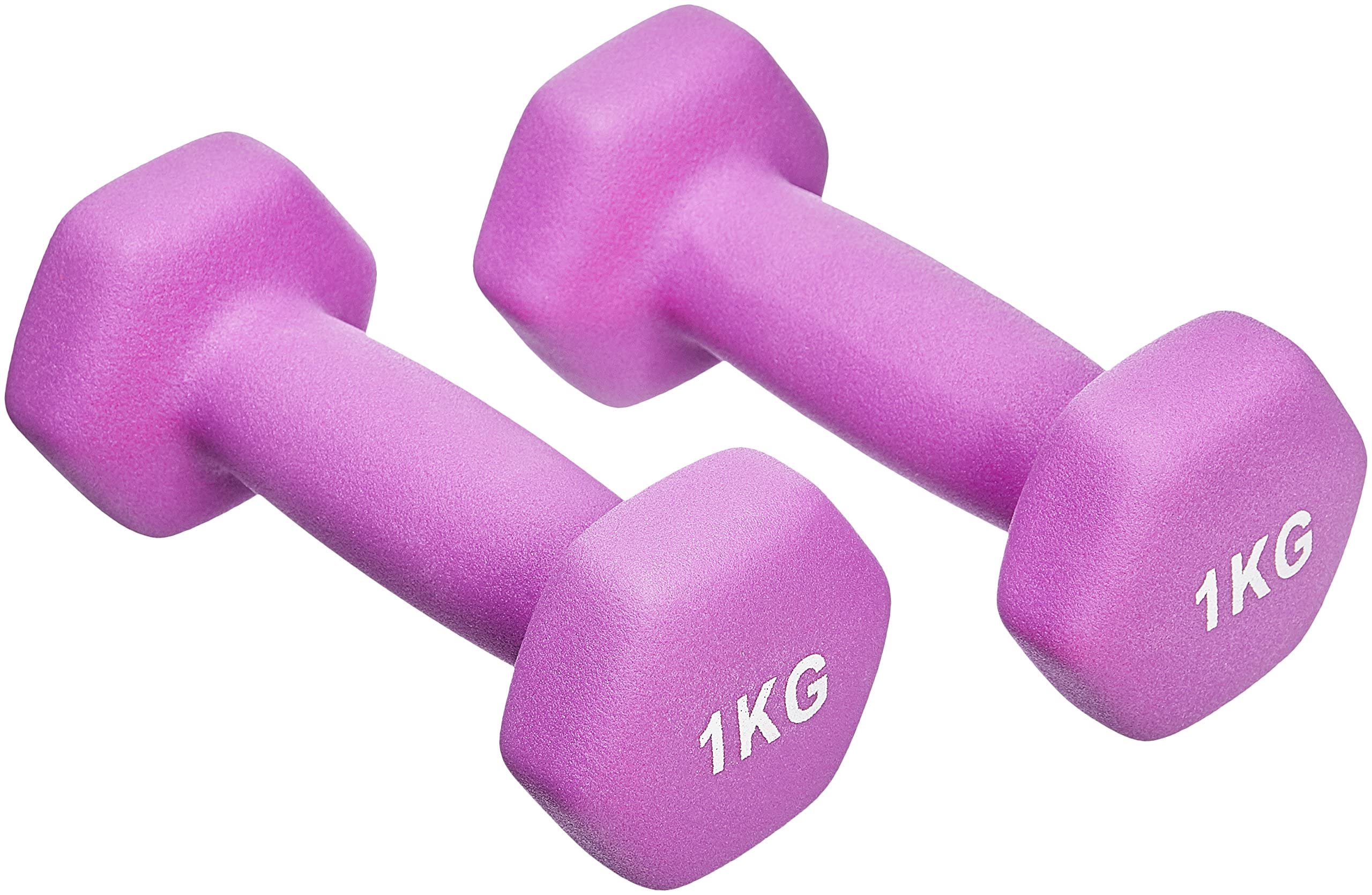 Amazon Basics Neopren Hanteln Gewichte, Hantelset, 2er-Set, 1–5kg, Sechseckig, f
