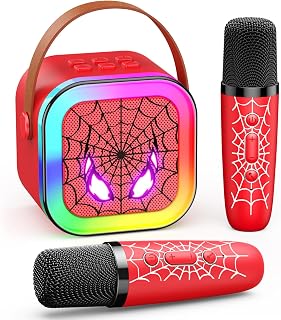 Mini Karaoke Machine Kids, vicia Toys for 3 4 5 6 7 8 Year Old Boys Bluetooth Speaker with 2 Karaoke Microphone Christmas Birthday Gifts for 3-5 6-8 8-12 Year Old Boys Girls Adult