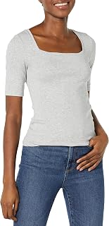 Amazon Essentials Women's Fitted T-Shirt with Square Neck and Half Sleeves