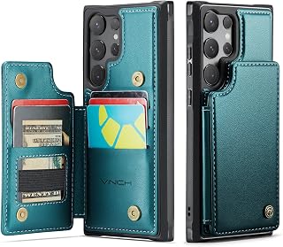 Vinich for Samsung Galaxy S23 Ultra Wallet Case with Card Holder, Bluegreen