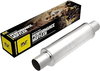 MagnaFlow Performance Exhaust Muffler 10416 | Deep Signature Sound, 4x4x14" Round, Stainless Steel, 2.5"/2.5" Inlet/Outlet, Center/Center