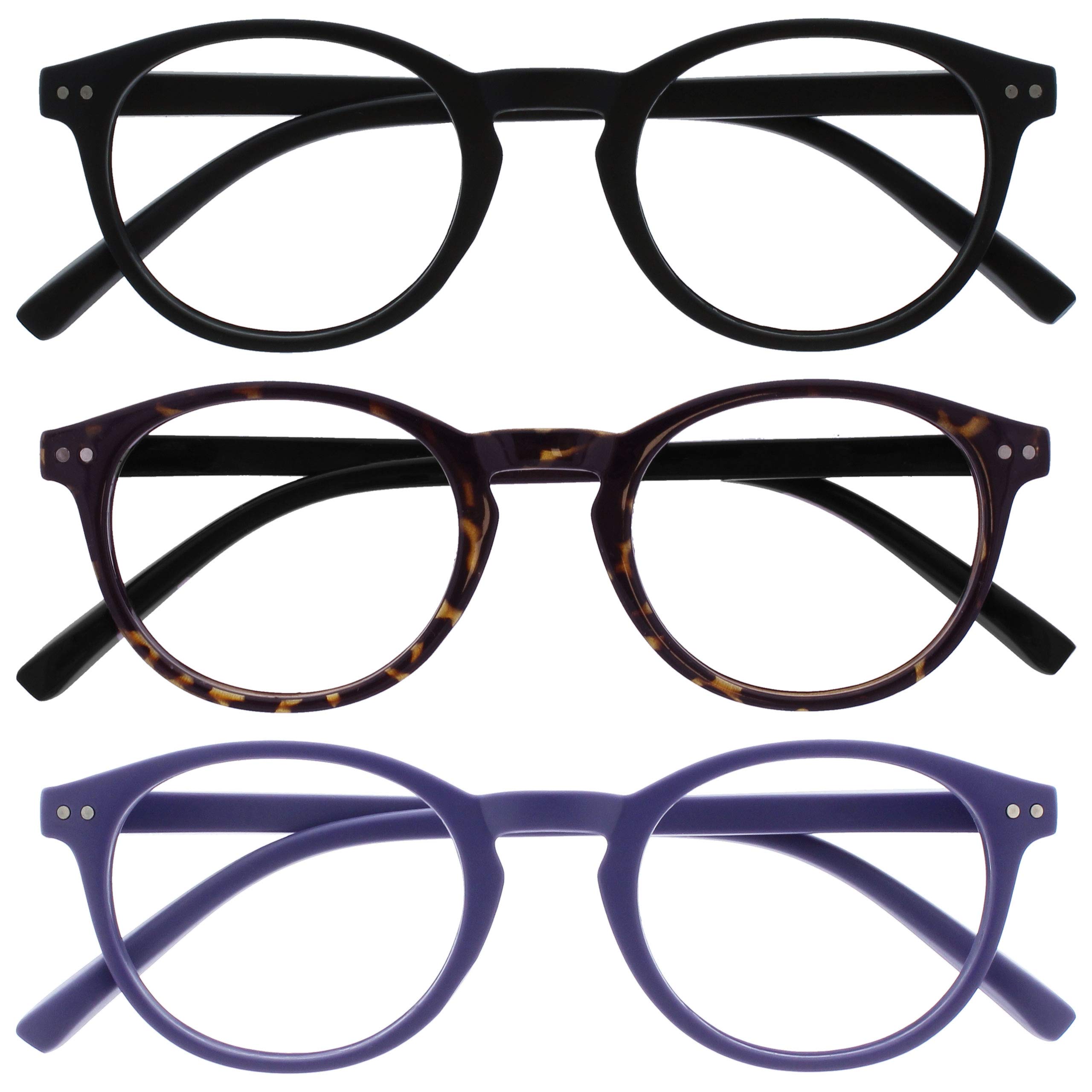 OPULIZE Zen Pack 3 Reading Glasses Black Dark Brown Purple Small Men Women RRR24