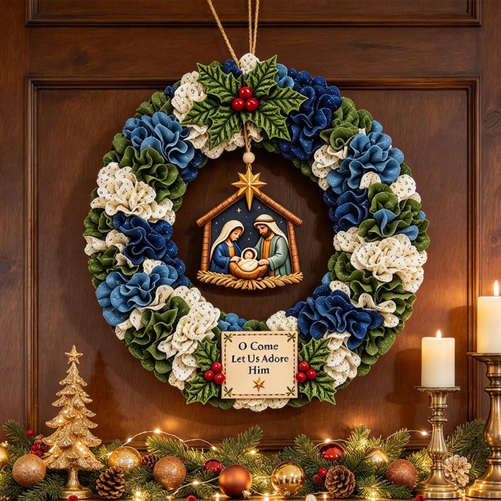 3D Fabric Poke Wreath DIY Kit, Christmas Wreath DIY Kit for Adults | Poke Art fo
