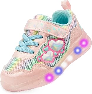 YESKIS Toddler Boys Girls Light Up Shoes LED Flashing Lightweight Mesh Breathable Adorable Running Sneakers for Toddler and Little Kid