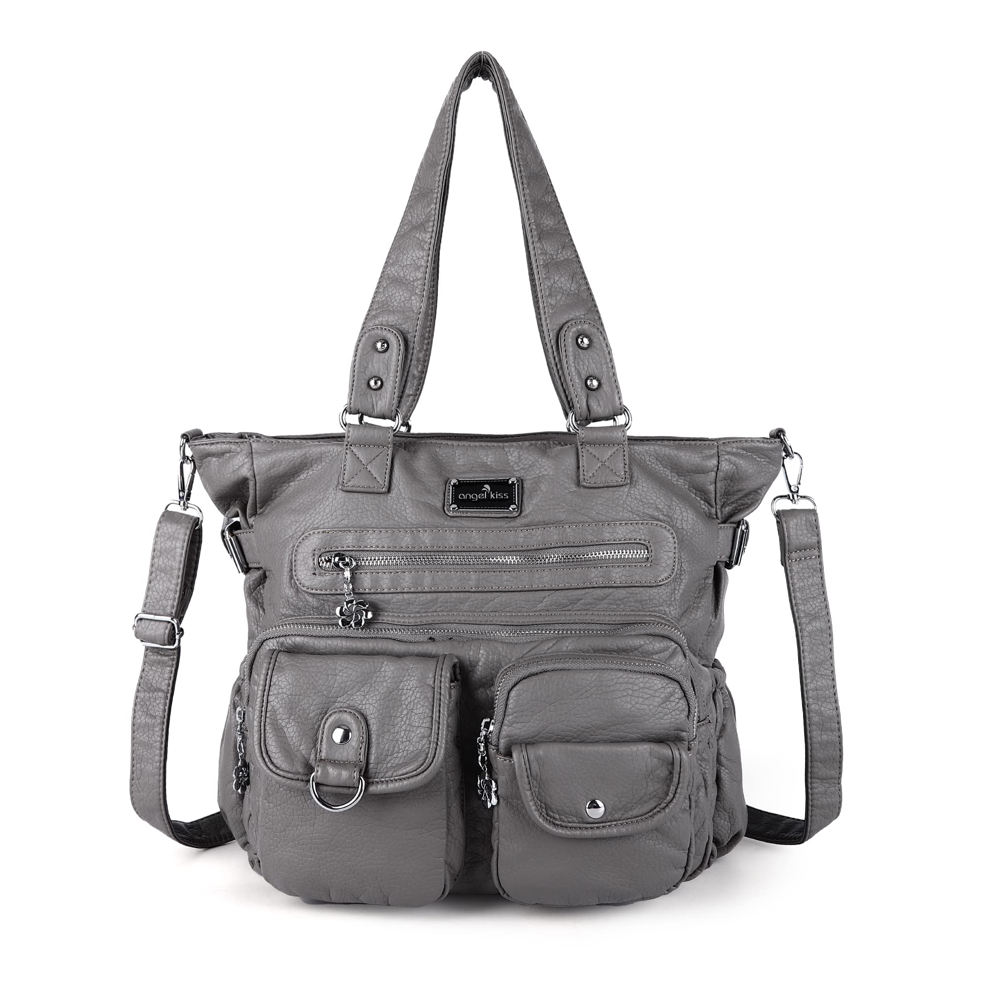 Angelkiss Women's PU Leather Handbag with Pockets