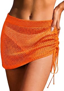 AI'MAGE Women Crochet Skirt 2025 Knit Drawstring Beach Skirt Cover Up Swimwear XS-XXL
