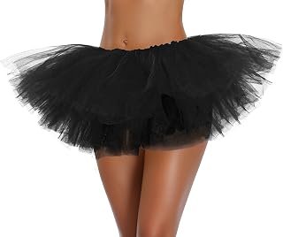 Tutu Skirt for Women Teens Adult Classic Elastic 3, 4, 5 Layered Tulle Petticoat 80s Party Puffy Tutus Halloween Costume