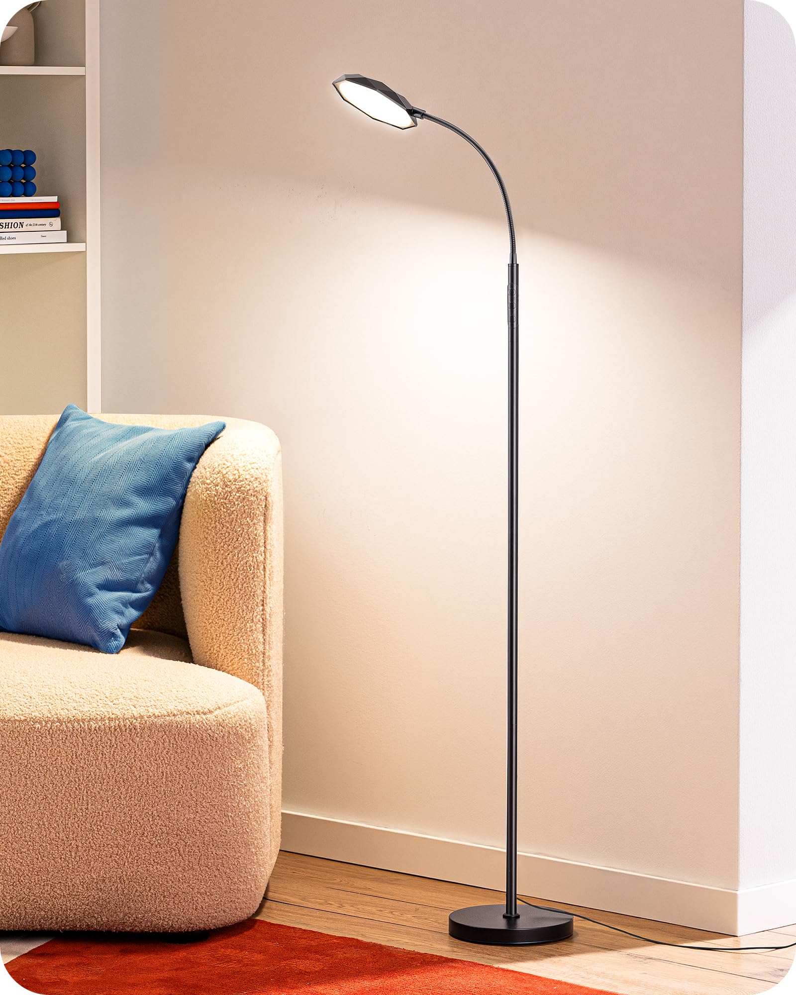 EDISHINE LED Floor Lamp 1300LM Super Bright Reading Floor Lamps Black | Dimmable
