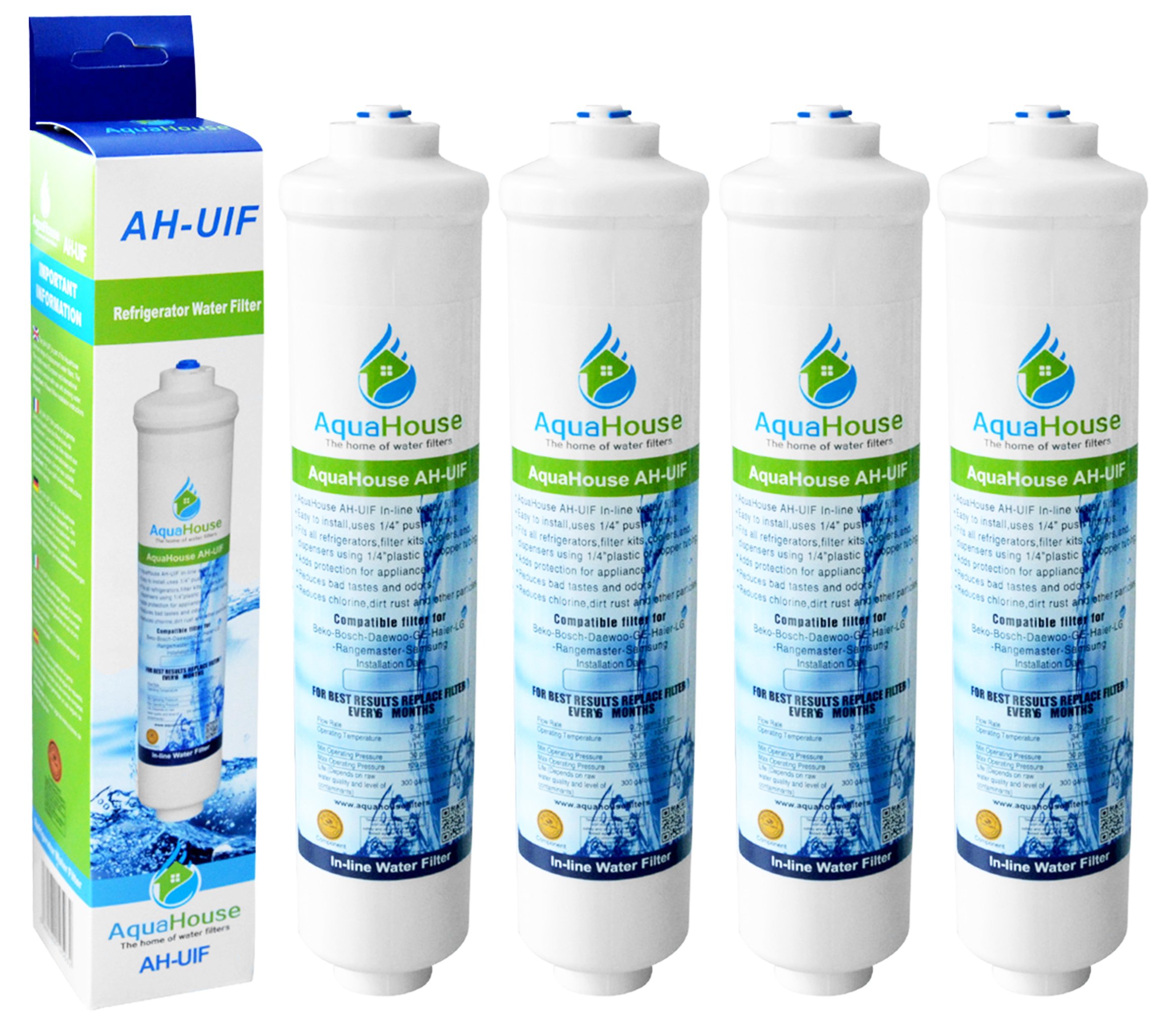 4x AquaHouse AH-UIF Compatible Fridge Water Filter for Samsung DA29-10105J, LG 5
