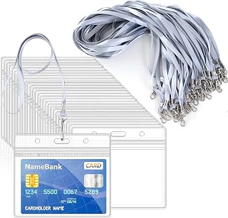 15pcs Silver Gray Lanyards for Neck with Clear Plastic ID Card Holders