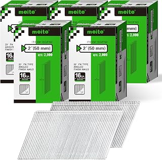 meite 16 Gauge Finish Nails 2 Inch Galvanized 20 Degree Angled 10,000PCS