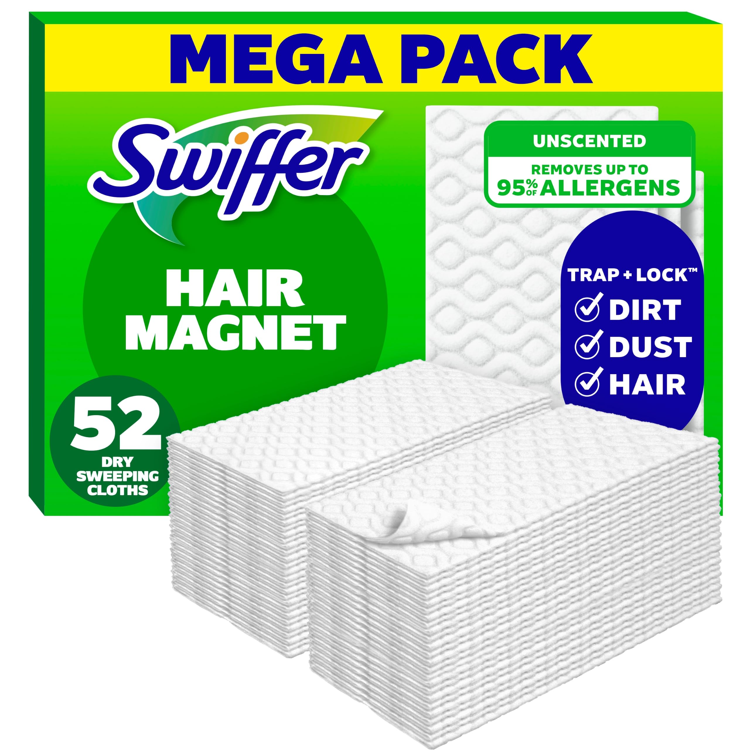 Swiffer Sweep + Mop, Dry Pads Refill, Floor Cleaner for Dirt, Dust, Hair, Cleani