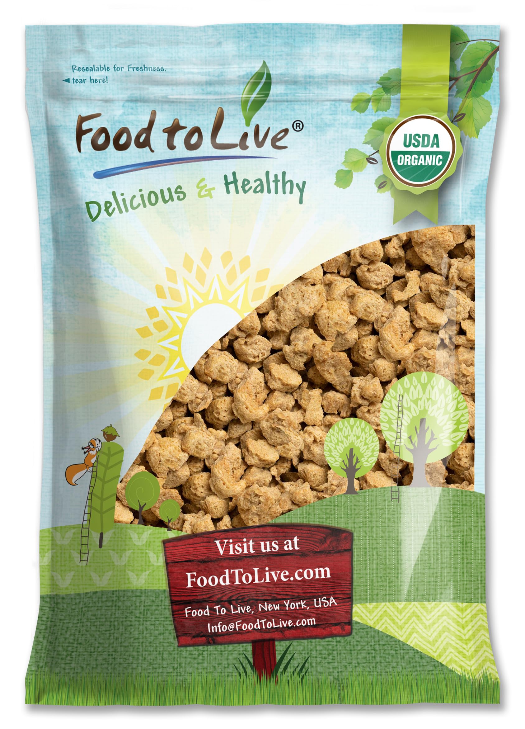 Food to Live Organic Soy Chunks 3 Pounds, – Unsalted Nuggets, High Protein. Plan