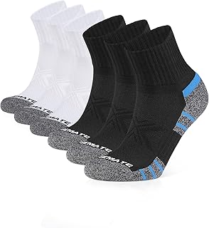 Closemate Men's Quarter Trainer Socks with Terry Cloth Sole, 6 Pairs