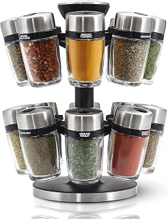 Cole & Mason Cambridge Rotating Spice Rack with 16 Glass Spice Jars