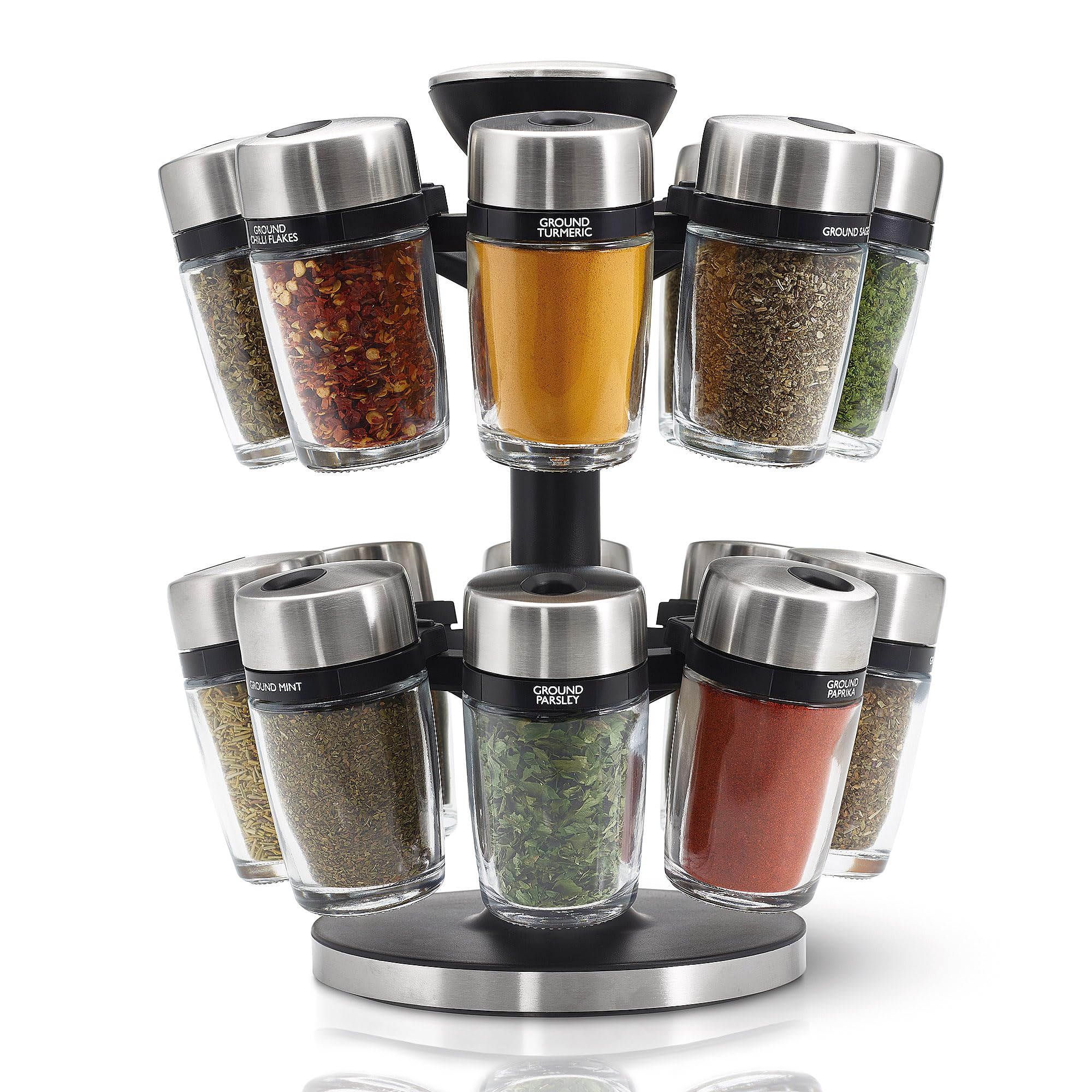 Cole & Mason Cambridge Rotating Spice Rack with 16 Glass Spice Jars