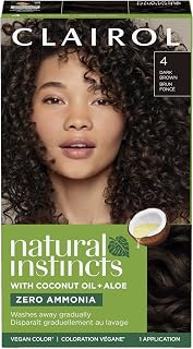 Clairol Natural Instincts Demi-Permanent Hair Dye, 4 Dark Brown | 1 Pack | Ammonia‑Free, Vegan Hair Color with Coconut Oil &amp; Aloe Vera