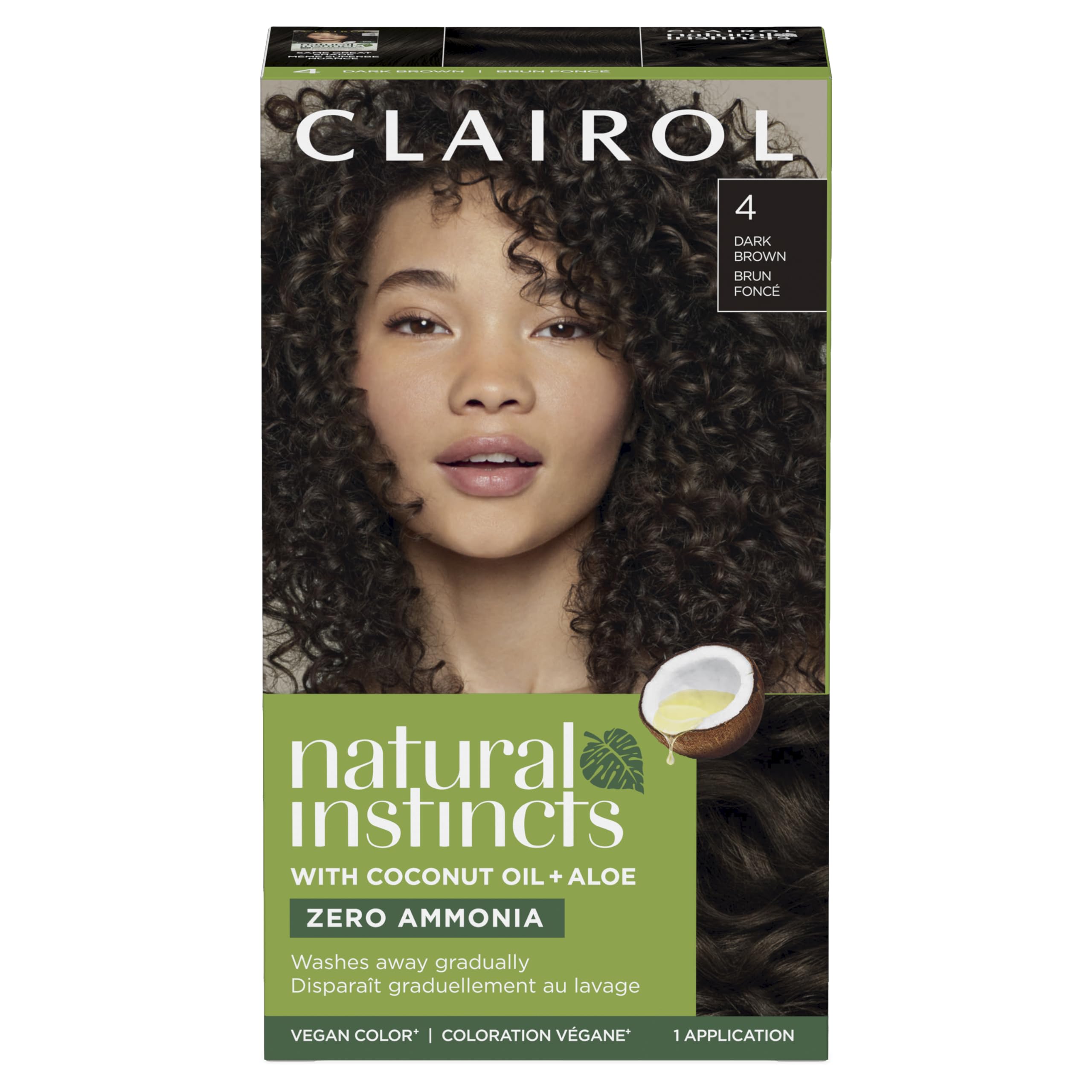 Clairol Natural Instincts Demi-Permanent Hair Dye, 4 Dark Brown | 1 Pack | Ammon