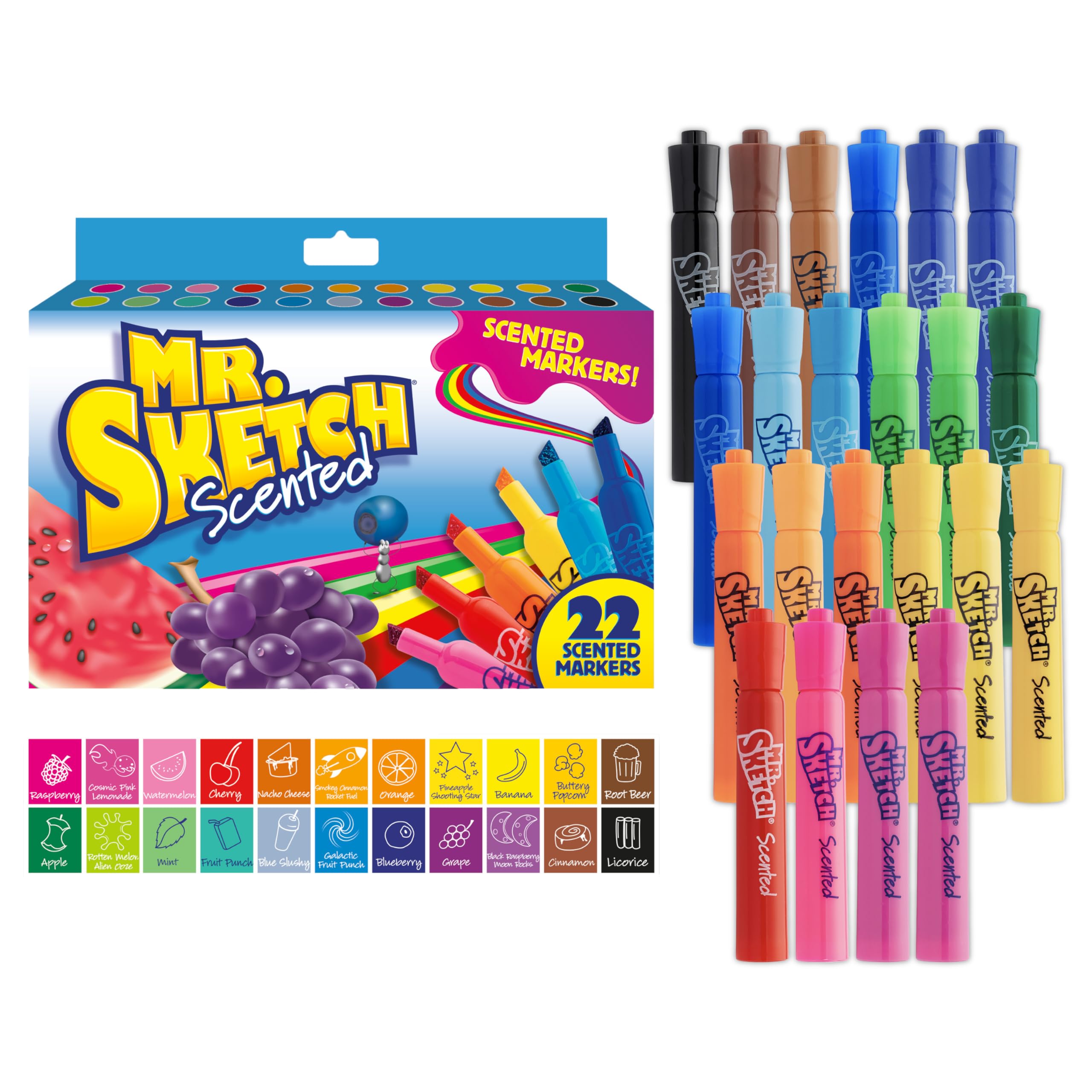 Mr. Sketch Scented Markers, Chisel Tip, Assorted Colors, 22 Count - Fun for Kids