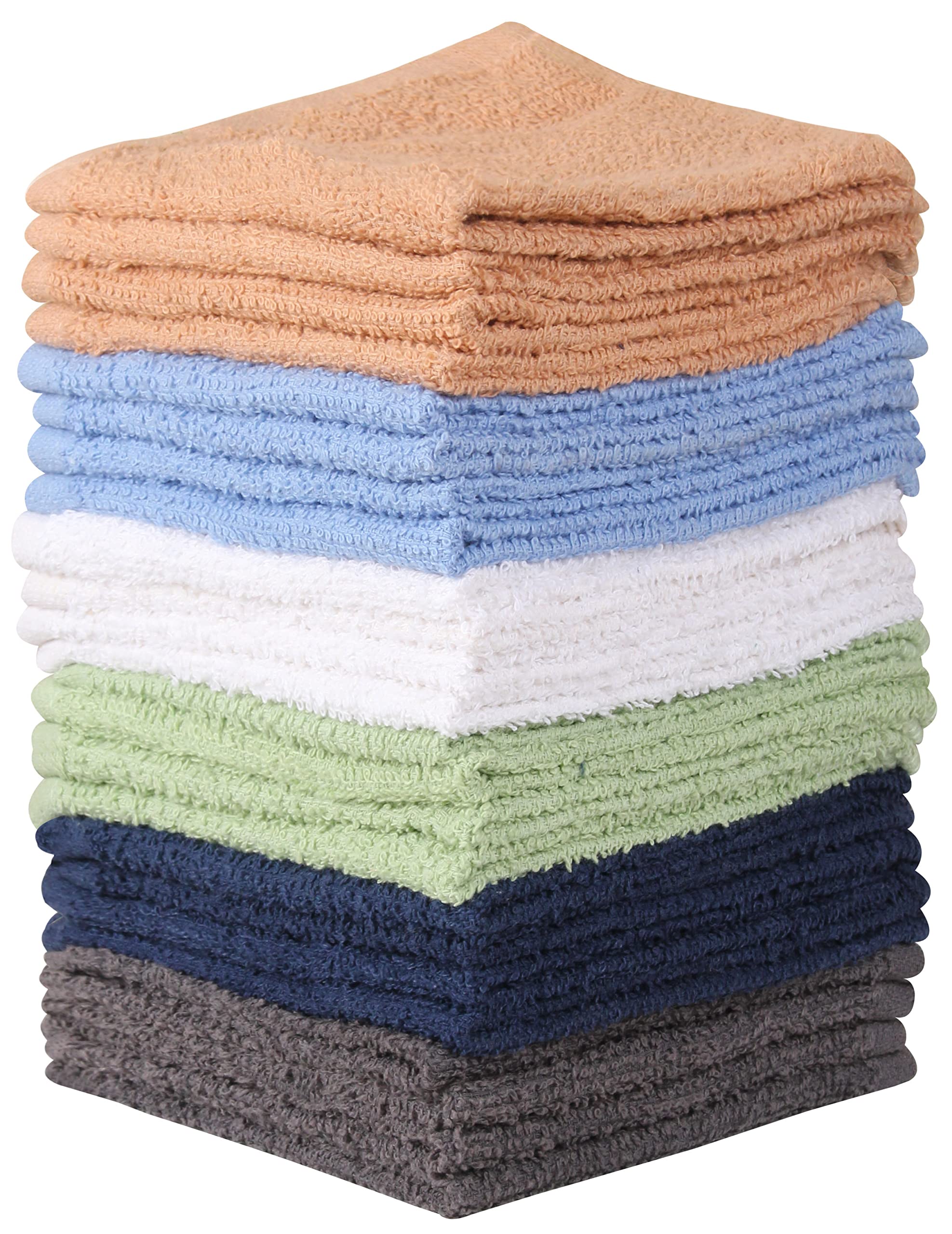 Towel and Linen Mart 100% Cotton - 24 Pack Wash Cloth Set - Flannel Face Cloths,