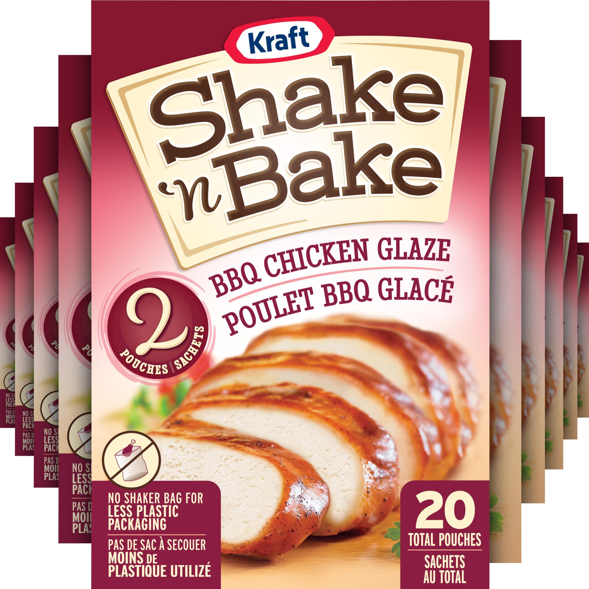Shake 'N Bake BBQ Chicken Glaze Coating Mix, 10 per Pack, 184 g Boxes