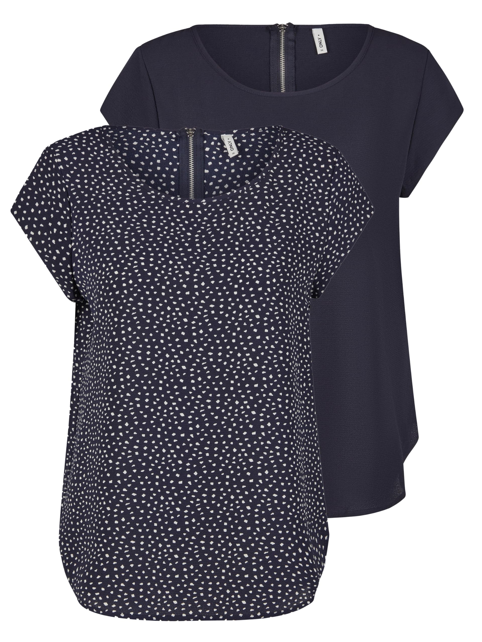 ONLY ONLVIC Pack of 2 Women's Basic T-Shirts, Round Neck, Regular Fit, Short Sle