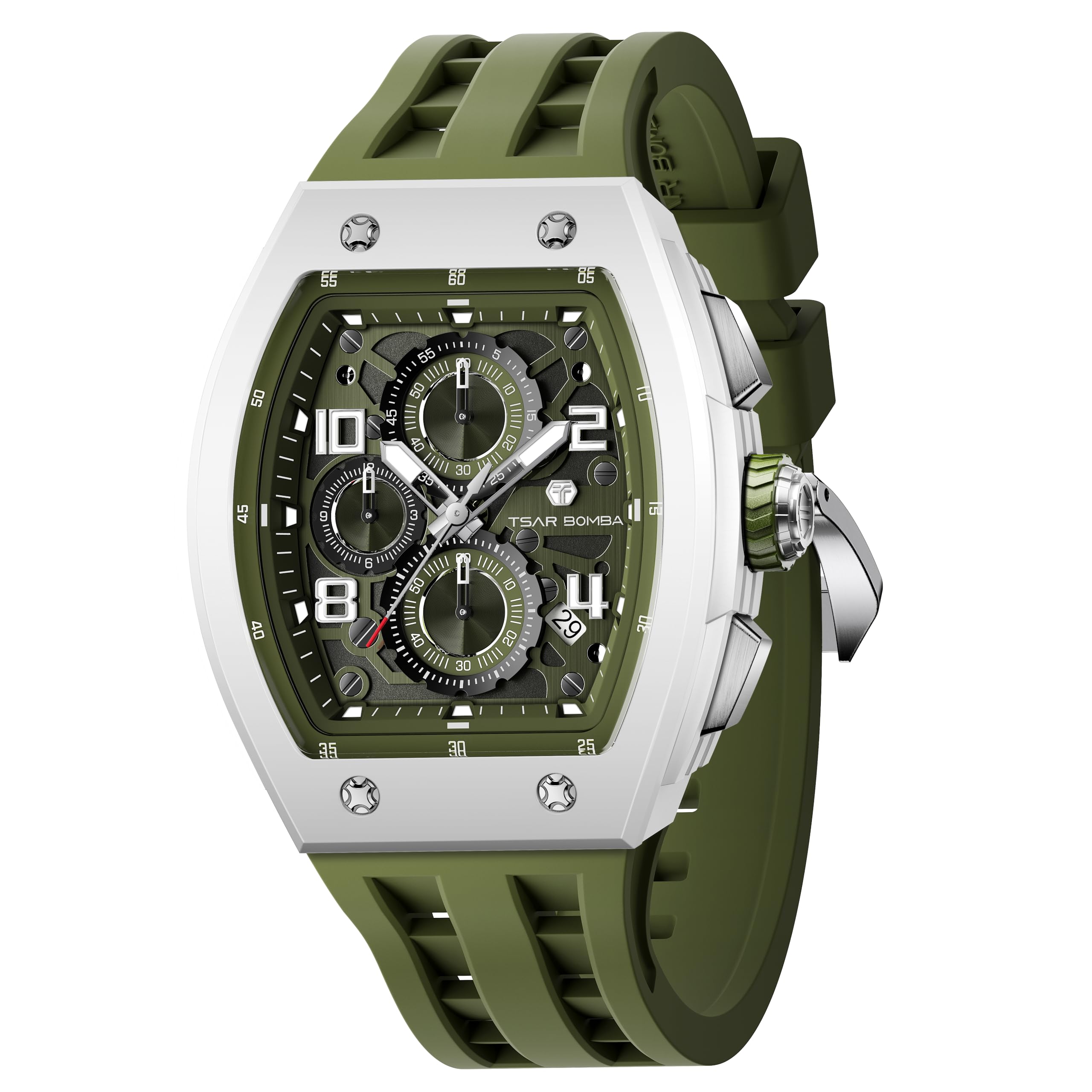 TSAR BOMBA Tonneau Men's Watch Luxury Square Wrist Watch Men Japanese Sapphire C