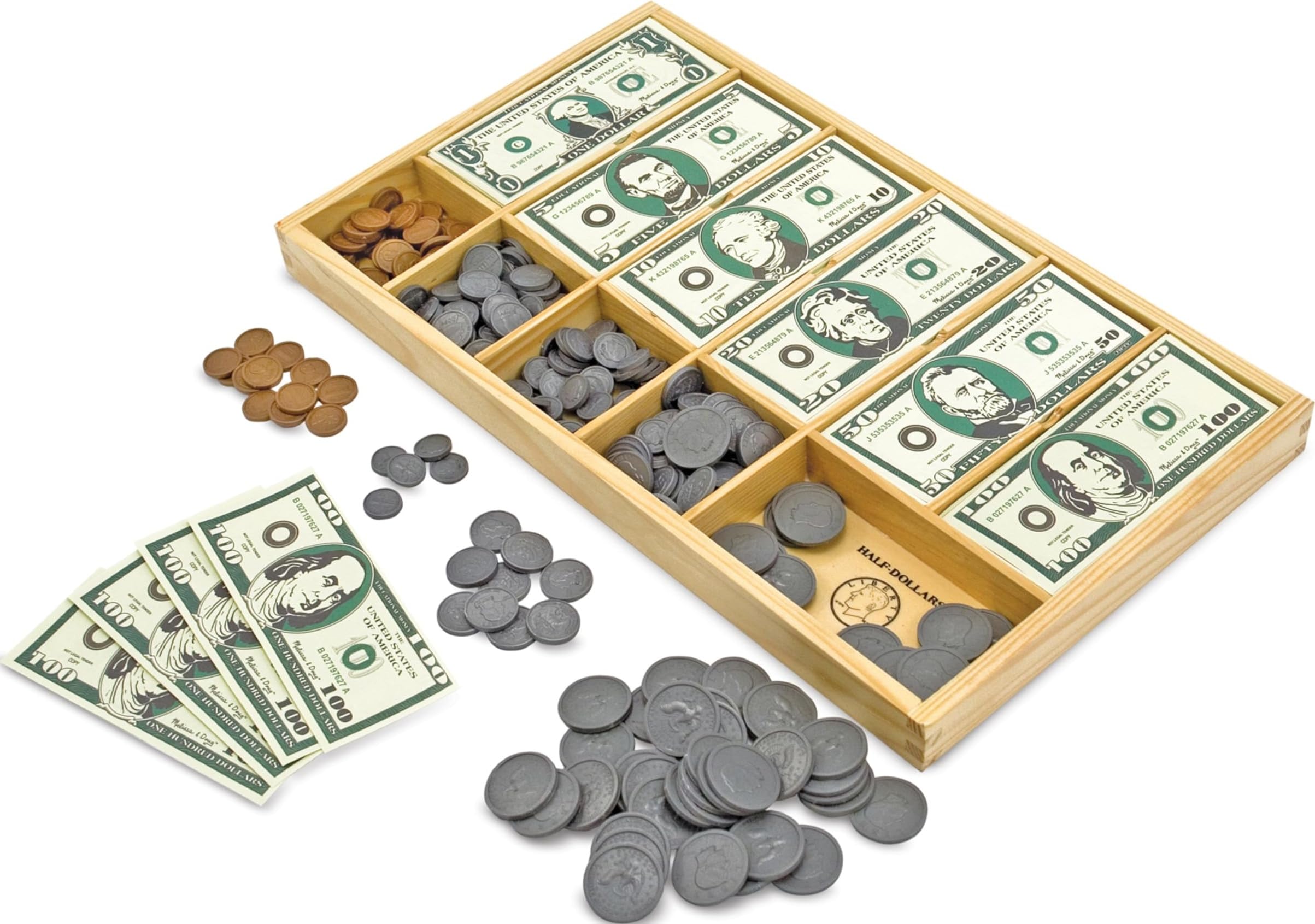 Melissa & Doug Play Money Set - Educational Toy with Paper Bills and Plastic Coi