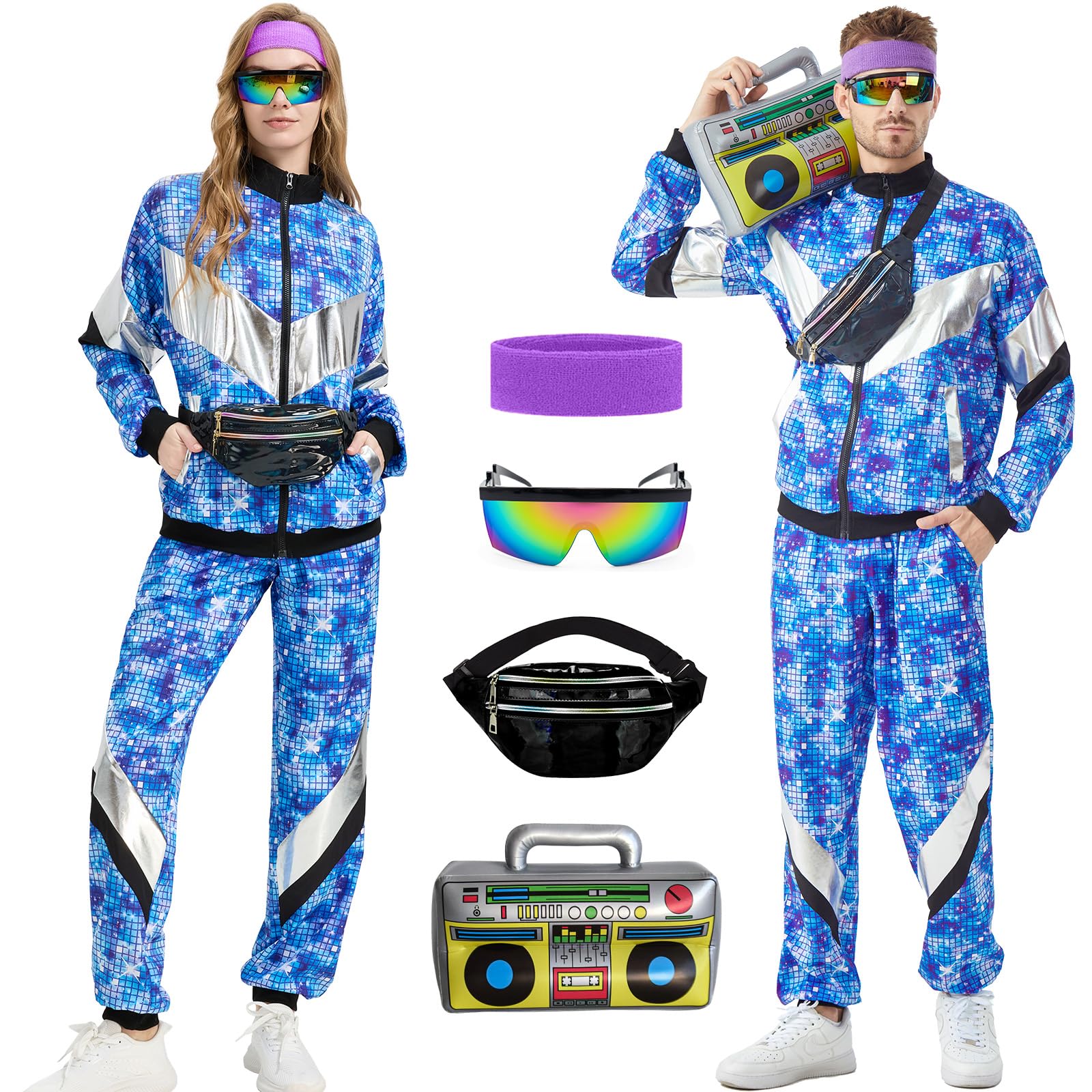Ezuwail Disco Costume for Men Women Retro Party Outfits 70s 80s 90s Party Outfit