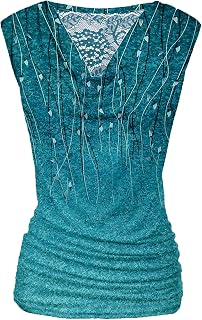 Zeagoo Women's Ruched Cowl Neck Tank Top Sleeveless Stretch Blouse Side Shirring