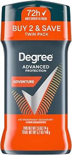 Degree Men Advanced Antiperspirant Deodorant, Adventure, 2-Pack, 2.7 oz | For everyday use, provides 72-hour sweat and odor protection with MotionSense Technology.