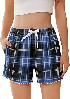 Ekouaer Pajama Shorts for Women Soft Comfy Casual Elastic Waist Shorts with Pockets
