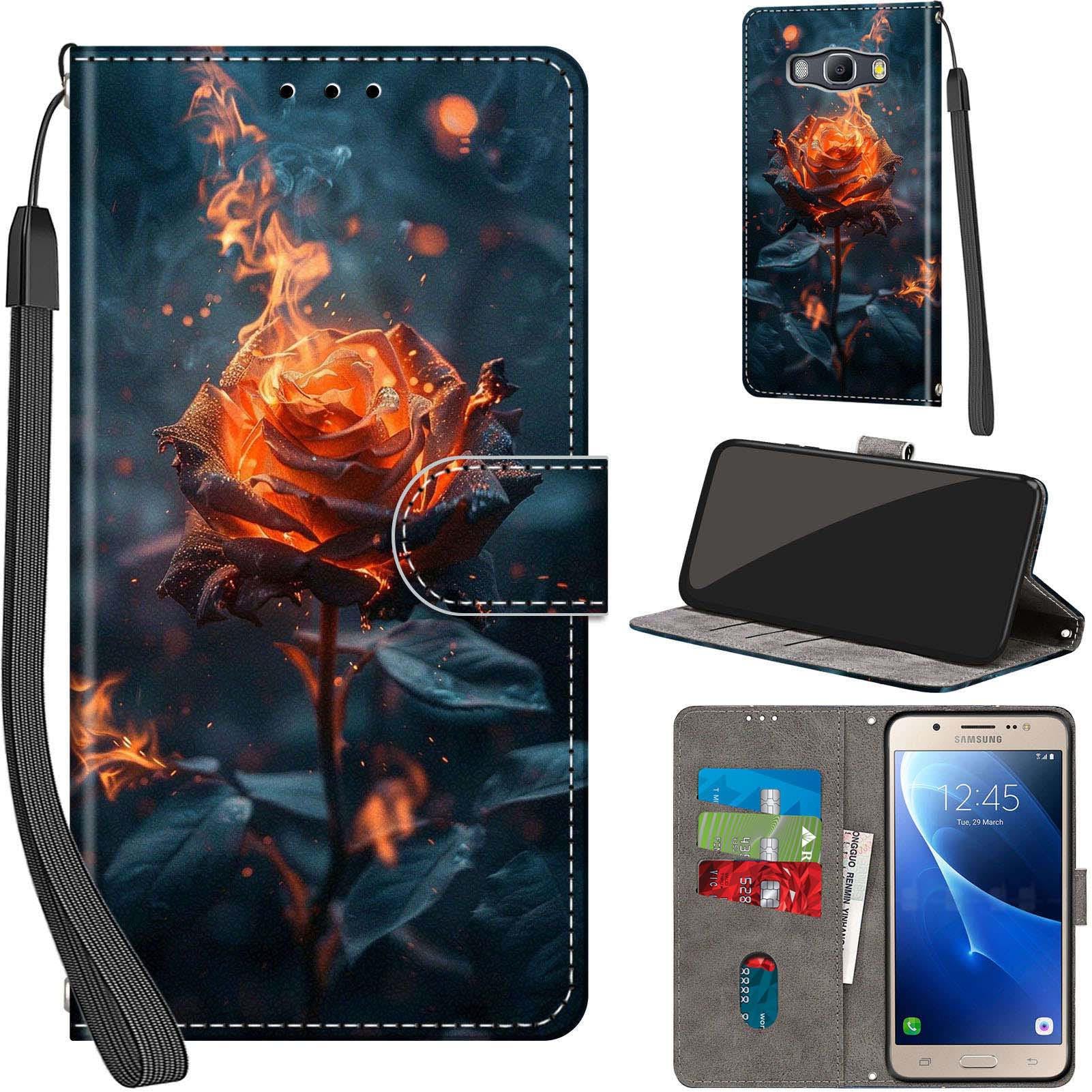 Custodia a portafoglio per Samsung Galaxy J5 2016, in pelle PU, con scomparti pe
