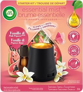 Airwick Essential Mist Kit, Vanilla & Pink Papaya, Long Lasting Fragrance(20 mL)