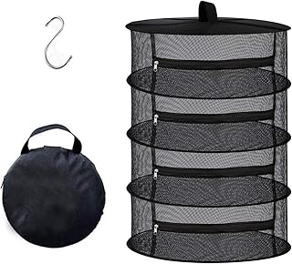 Desy & Feeci 4-Layer Herb Drying Rack - Collapsible Mesh Hanging Dryer Net for Herbs, Flowers, Tea, Fruits, and Vegetables - Includes S-Hook & Storage Bag (24" x 31")