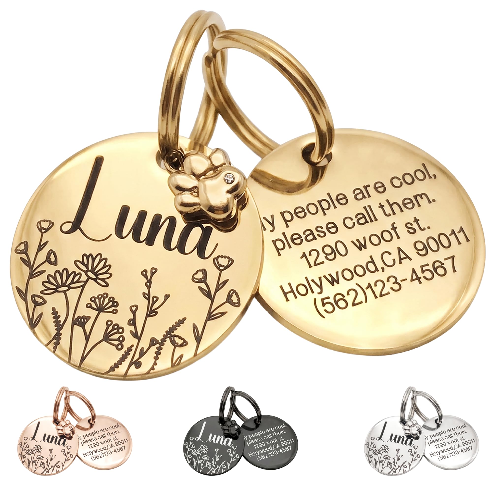 Girl Personalized Dog Tag Double-Sided | Cat id tag | Lifetime Durable Stainless
